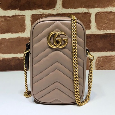 Gucci 2019 Marmont Leather Mini Chain Shoulder Bag,17CM - 구찌 2019 마몬트 레더 미니 체인 숄더백 598597,GUB0878,17cm,베이지