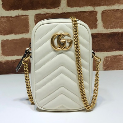 Gucci 2019 Marmont Leather Mini Chain Shoulder Bag,17CM - 구찌 2019 마몬트 레더 미니 체인 숄더백 598597,GUB0881,17cm,화이트