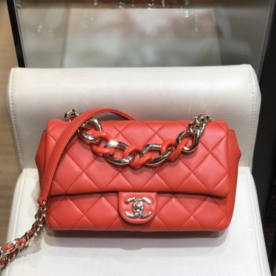 Chanel 2019 Woman Leather Tote Shoulder Bag 24CM - 샤넬 2019 여성용 레더 토트 숄더백,CHAB1313,24CM,레드