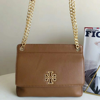 Tory Burch 2019 Leather Chain Shoulder Bag,27cm - 토리버치 2019 레더 체인 숄더백 TBB0236,27cm,브라운