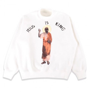 Kanye west 2019 Mm/Wm Logo Oversize Cotton Man-to-man - 카니예 웨스트 2019 남자 로고 오버사이즈 코튼 기모 맨투맨 Kany0024x.Size(m - xl).화이트