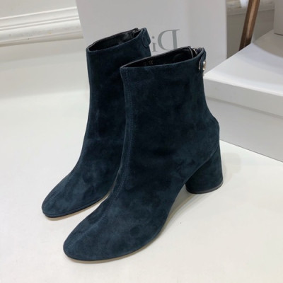 Dior 2019 Ladies Suede Middle Heel Boots - 디올 2019 여성용 스웨이드 미들힐 부츠 DIOS0128,Size(225-245),네이비