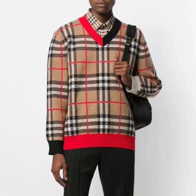 Burberry 2019 Mens Retro Logo V-neck Wool Sweater - 버버리 2019 남성 레트로 로고 크루넥 울 스웨터 Bur01539x.Size(s - 2xl).카멜