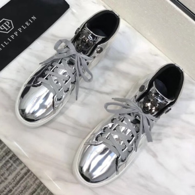 Philipp plein 2019 Mens Leather Sneakers  - 필립플레인 2019 남성용 레더 스니커즈 PPS0152,Size(240 - 270).실버