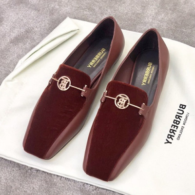 Burberry 2019 Ladies Leather Flat Shoes - 버버리 2019 여성용 레더 플랫 슈즈,BURS0070,Size(225 - 245).와인