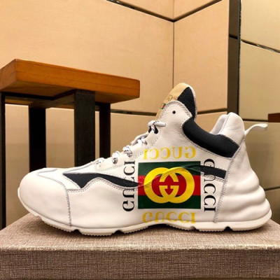 Gucci 2019 Mens Leather Sneakers - 구찌 2019 남성용 레더 스니커즈 GUCS0539,Size(240 - 270),화이트
