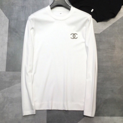 Chanel 2019 Mens Crew-neck Logo Silket Tshirts - 샤넬 2019 남성 크루넥 로고 실켓 긴팔티 Cnl0486x.Size(m - 3xl).2컬러(블랙/화이트)