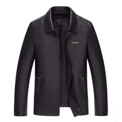 Prada 2019 Mens Logo Casual Leather Jacket - 프라다 2019 남성 로고 캐쥬얼 가죽 자켓 Pra0849x.Size(m - 3xl).블랙