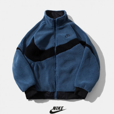 Nike 2019 Mens Logo Bombar Flannel Jacket - 나이키 2019 남성 로고 봄버 플란넬 양면 자켓 Nik0097x.Size(m - 2xl).블루