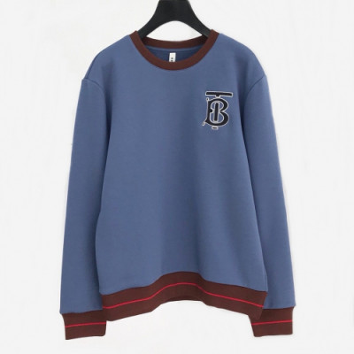 Burberry 2019 Mens Logo Cotton Tshirt - 버버리 2019 남성 로고 코튼 기모 긴팔티 Bur01572x.Size(m - 3xl).블루