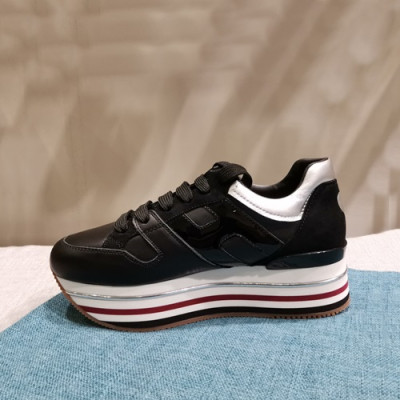 Hogan 2019 Ladies Leather Platform Sneakers - 호간 2019 여성용 레더 플랫폼 스니커즈 HOGS0016.Size(225 - 245).블랙
