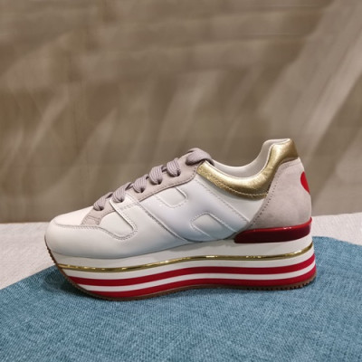 Hogan 2019 Ladies Leather Platform Sneakers - 호간 2019 여성용 레더 플랫폼 스니커즈 HOGS0018.Size(225 - 245).화이트