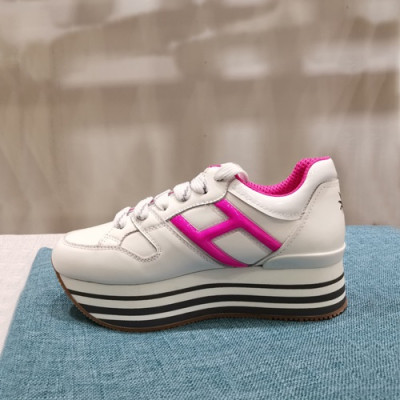 Hogan 2019 Ladies Leather Platform Sneakers - 호간 2019 여성용 레더 플랫폼 스니커즈 HOGS0023,Size(225 - 245).화이트
