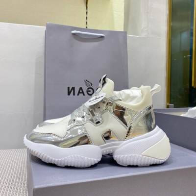 Hogan 2019 Ladies Leather Sneakers - 호간 2019 여성용 레더 스니커즈 HOGS0028,Size(225 - 245).화이트+실버