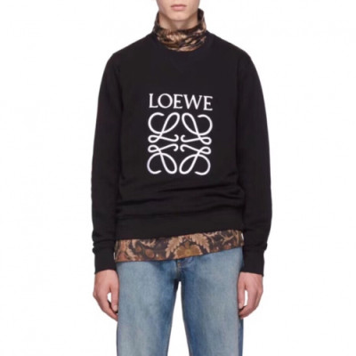 Loewe 2019 Mens Logo Crew-neck Cotton Man-to-man - 로에베 2019 남성 로고 크루넥 코튼 기모 맨투맨 Loe0125x.Size(s - xl).블랙