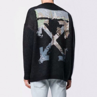 Off-white 2019 Mm/Wm Brush Mohair Knit Sweater - 오프화이트 2019 남자 브러쉬 모헤어 니트 스웨터 Off0242x.Size(xs - m).블랙
