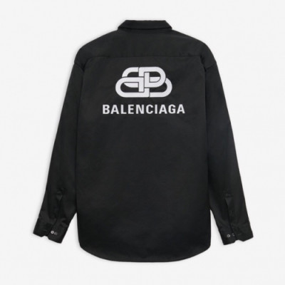 Balenciaga 2019 Mens Logo Cotton shirt - 발렌시아가 2019 남성 로고 코튼 셔츠 Bal0381x.Size(s - l).블랙