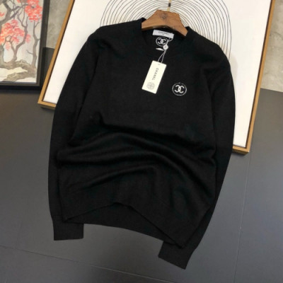 Chanel 2019 Mans 'cc' Logo Crew-neck Wool Sweater - 샤넬 2019 여성 'cc' 로고 크루넥 울 스웨터 Cnl0494x.Size(m - 3xl).블랙