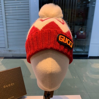 Gucci 2019 Ladies Knit & Rabbit Fur Cap - 구찌 2019 여성용 니트 & 래빗 퍼 모자 GUCM0033, 레드