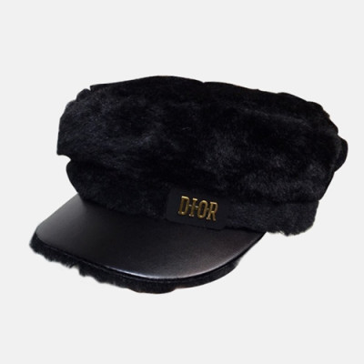 Dior 2019 Ladies Fur & Leather Cap - 디올 2019 여성용 퍼 & 레더 모자 DIOM0025, 블랙