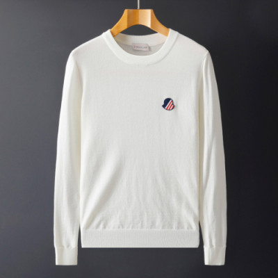 Moncler 2019 Mens Retro Logo Crew-neck Wool Sweater - 몽클레어 2019 남성 레트로 로고 크루넥 울 스웨터  Moc01220x.Size(m - 2xl).아이보리