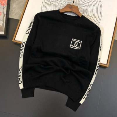 Chanel 2019 Mans 'cc' Logo Crew-neck Wool Sweater - 샤넬 2019 여성 'cc' 로고 크루넥 울 스웨터 Cnl0498x.Size(m - 3xl).블랙
