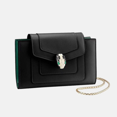 Bvlgari 2019 Leather Chain Wallet / Phone Bag -  불가리 2019 레더 체인 장지갑 / 폰 백 BVLW0006.Size(17.5CM).블랙
