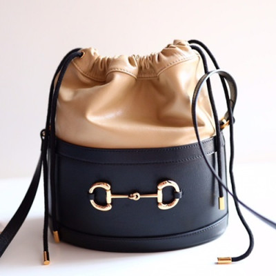 Gucci 2019 1955 Horsebit Leather Bucket Shoulder Bag,25CM - 구찌 2019 1955 홀스빗 여성용 레더 버킷 숄더백 602118,GUB0885,25cm,블랙
