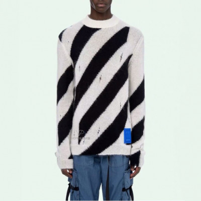 Off-white 2019 Mm/Wm Brush Mohair Knit Sweater - 오프화이트 2019 남자 브러쉬 모헤어 니트 스웨터 Off0258x.Size(xs - l).화이트