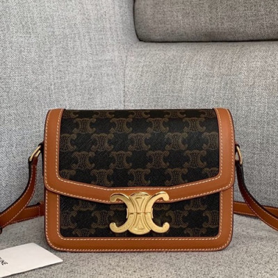 Celine 2019 Triomphe Canvas Women Small Shoulder Bag,18.5CM - 셀린느 2019 트리옴페 캔버스 여성용 스몰 숄더백 ,188423-8,18.5CM,브라운