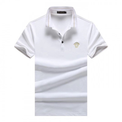 Versace 2019 Mens Logo Silket Short Sleeved Polo Tshirt- 베르사체 2019 남성 로고 실켓 폴로 반팔티 Ver0413x.Size(m - 3xl).화이트