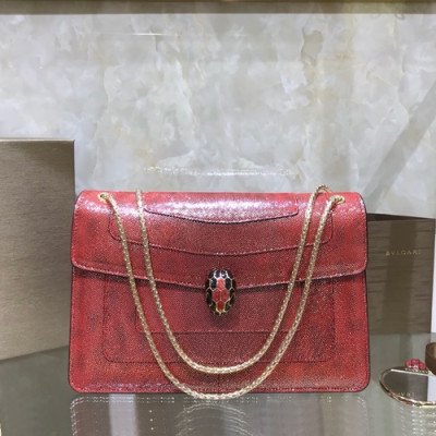 Bvlgari 2019 Serpenti Chain Shoulder Bag,28CM - 불가리 2019 세르펜티 체인 숄더백,BVLB0199,28cm,레드