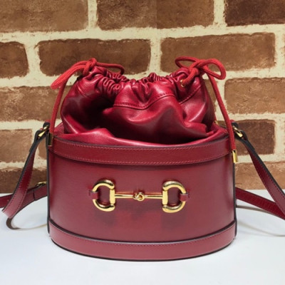Gucci 2019 1955 Horsebit Leather Bucket Shoulder Bag,25CM - 구찌 2019 1955 홀스빗 여성용 레더 버킷 숄더백 602118,GUB0887,25cm,레드