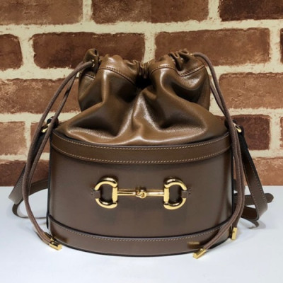 Gucci 2019 1955 Horsebit Leather Bucket Shoulder Bag,25CM - 구찌 2019 1955 홀스빗 여성용 레더 버킷 숄더백 602118,GUB0888,25cm,브라운