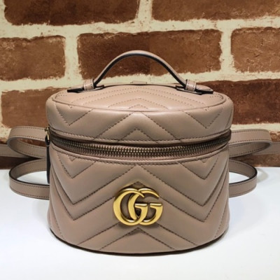 Gucci 2019 Marmont Women Leather Mini Back Pack,17CM - 구찌 2019 마몬트 여성용 레더 미니 백팩 598594,GUB0890,17CM,다크베이지