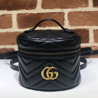 Gucci 2019 Marmont Women Leather Mini Back Pack,17CM - 구찌 2019 마몬트 여성용 레더 미니 백팩 598594,GUB0892,17CM,블랙