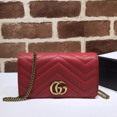 Gucci 2019 Marmont Mini Leather Chain Shoulder Cross Bag,18CM - 구찌 2019 마몬트 미니 레더 체인 숄더 크로스백 488426,GUB0902,18cm,레드