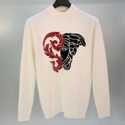 Versace 2019 Mens Medusa Logo Crew-neck Wool Sweater - 베르사체 2019 남성 메두사 로고 크루넥 울 스웨터 Ver0418x.Size(m - 3xl).화이트