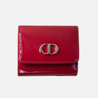 Dior 2019 Ladies CD Buckle Leather Wallet,10cm - 디올 2019 여성용 CD 버클 레더 반지갑  DIOW0013 ,10CM,레드