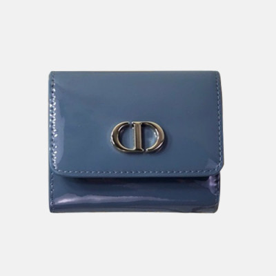 Dior 2019 Ladies CD Buckle Leather Wallet,10cm - 디올 2019 여성용 CD 버클 레더 반지갑  DIOW0014 ,10CM,블루