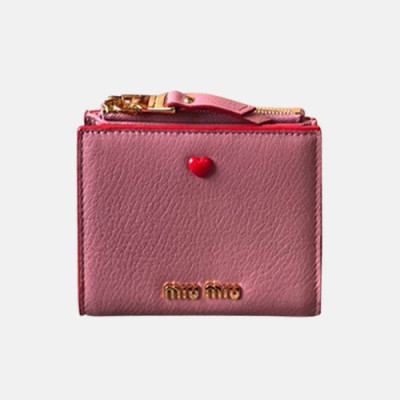 MiuMiu 2019 Leather Wallet 5ML023 - 미우미우 2019 레더 여성용 반지갑 MIUW0005, 핑크