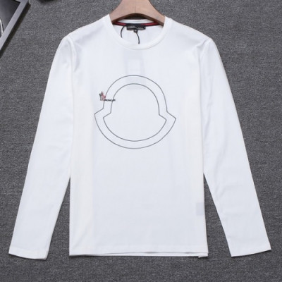 Moncler 2019 Mens Logo Crew-neck Cotton Tshirts - 몽클레어 2019 남성 로고 크루넥 코튼 긴팔티 Moc01270x.Size(m - 3xl).3컬러(블랙/화이트/레드)