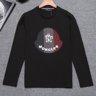 Moncler 2019 Mens Logo Crew-neck Cotton Tshirts - 몽클레어 2019 남성 로고 크루넥 코튼 긴팔티 Moc01271x.Size(m - 3xl).3컬러(블랙/화이트/네이비)