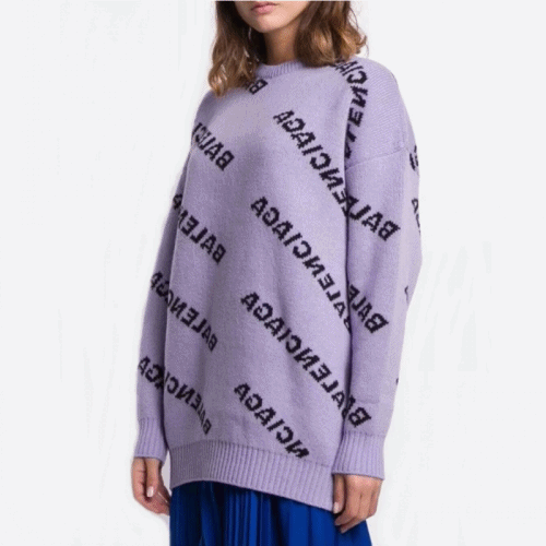 [커스텀급]Balenciaga 2019 Womens Logo Crew - neck Wool Sweater - 발렌시아가 2019 여자 로고 크루넥 울 스웨터 Bal0404x.Size(s - l).퍼플
