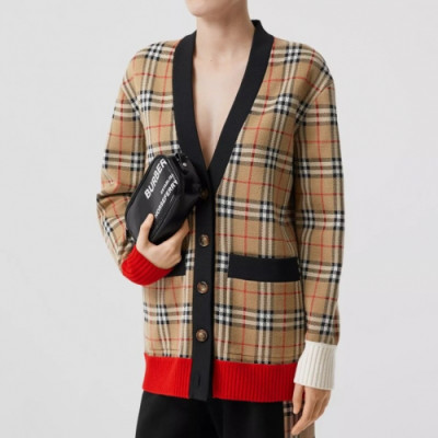 Burberry 2019 Womens Vintage V-neck Wool Check Cardigan - 버버리 2019 여성 빈티지 브이넥 울 체크 가디건 Bur01762x.Size(2xs - s).카멜