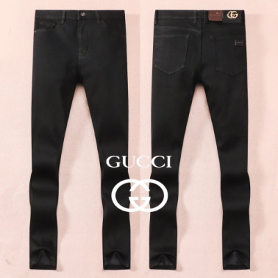 [구찌]Gucci 2019 Mens Casual Initial Logo Denim Pants - 구찌 2019 남성 캐쥬얼 이니셜 로고 데님 기모 팬츠 Guc01892x.Size(29 - 40).블랙