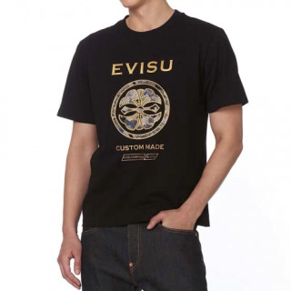 Evisu 2019 Mens Embroidery Evisukuro Cotton Short Sleeved Tshirts - 에비수 2019 남성 자수 갈매기 코튼 반팔티 Evi0031x.Size(s - 3xl).블랙
