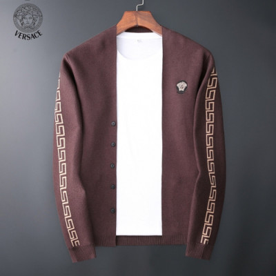 Versace 2019 Mens Logo Basic Wool Cardigan - 베르사체 2019 남성 로고 베이직 울 가디건 Ver0448x.Size(m - 3xl).버건디