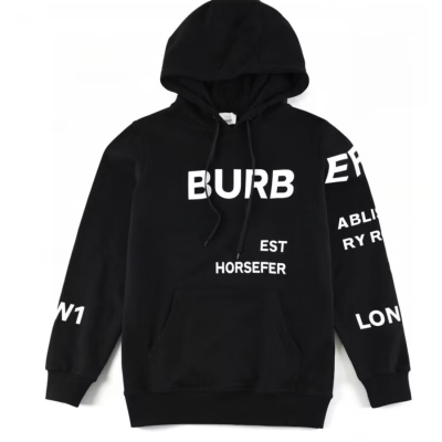 [버버리] Burberry 2012 Mens Logo Casual Cotton Hooded - 버버리 2022 남성 로고 캐쥬얼 코튼 후드티 Bur0880x.Size(s - xl).블랙