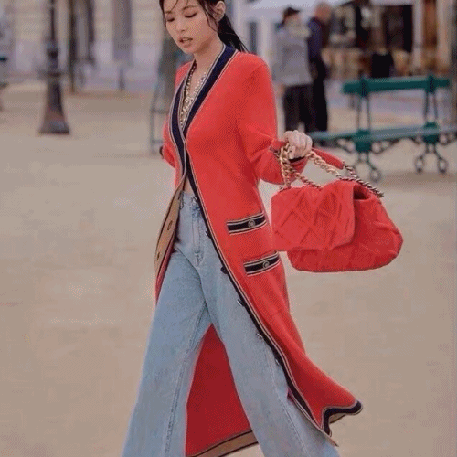 [샤넬]Chanel 2019 Ladies Trendy V-neck Wool Long Cardigan - 샤넬 2019 여성 트렌디 브이넥 롱 가디건 Cnl0511x.Size(s - l).레드